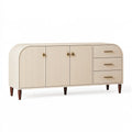Credenza 180 x 45 x 85 cm in legno beige con ante scanalate e cassetti - stile moderno