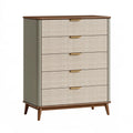 Cassettiera 80 x 40 x 110 cm in legno marrone e beige con 5 cassetti stile retrò